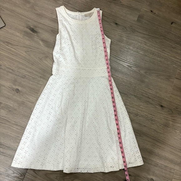 Ann Taylor LOFT White Eyelet A-Line Sleeveless Dress Sz 0 Bridal Floral Summer - Picture 7 of 15